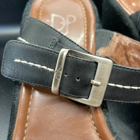 Donald Pliner Black Leather Double Straps Buckle Sandals. Size 8.5. D3/A1918 - Picture 8 of 8